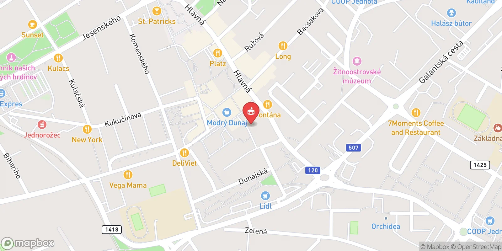 Mapa: Dunajská Streda