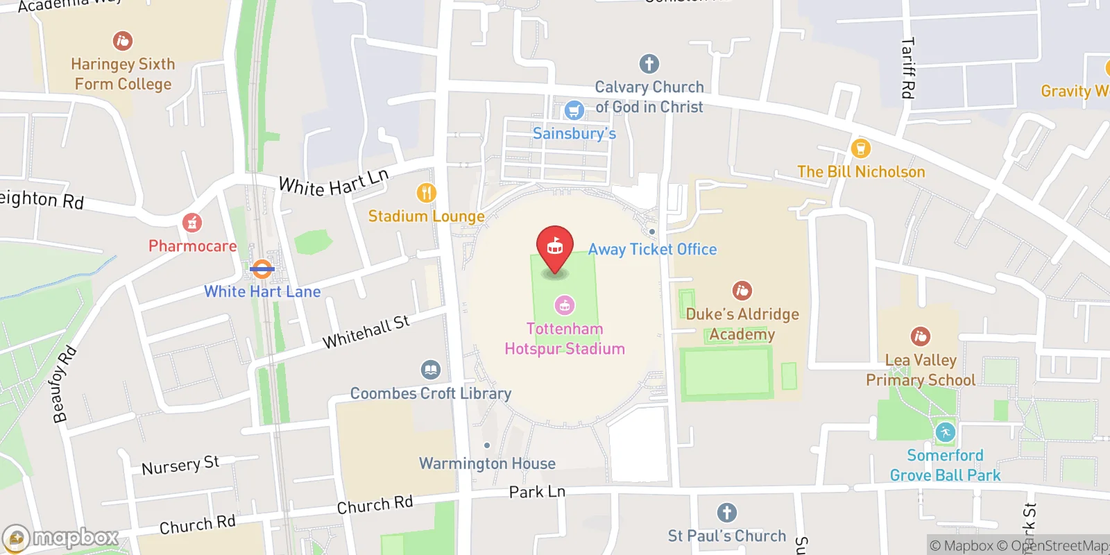 Mapa: Tottenham
